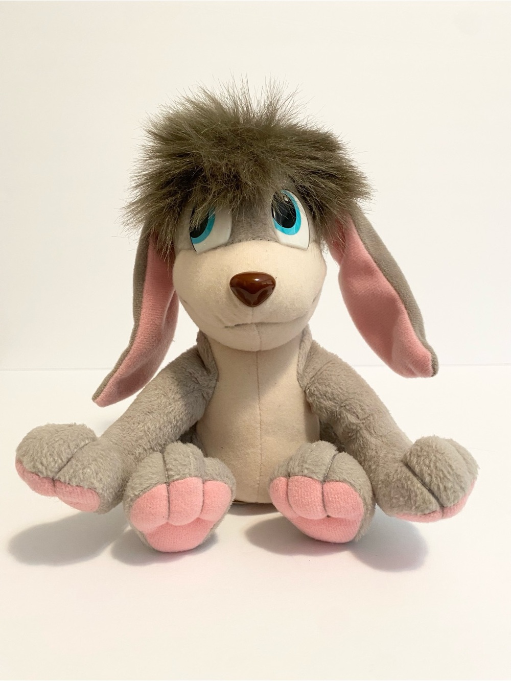 VTG 1997 Anastasia Pooka Puppy Dog Plush Gray Flapping Ears 8” FOX Toy 90s